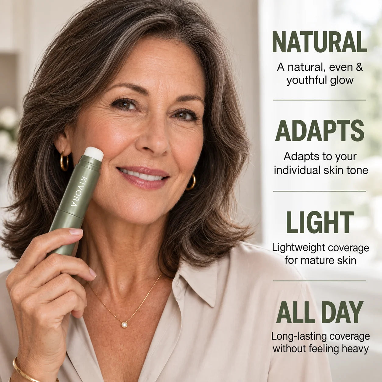 Lightweight coverage for mature skin